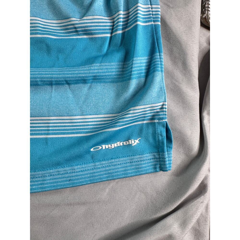 Oakley Polo Shirt Men’s Large Blue Striped Golf Performance Regular Fit SS - Picture 6 of 8